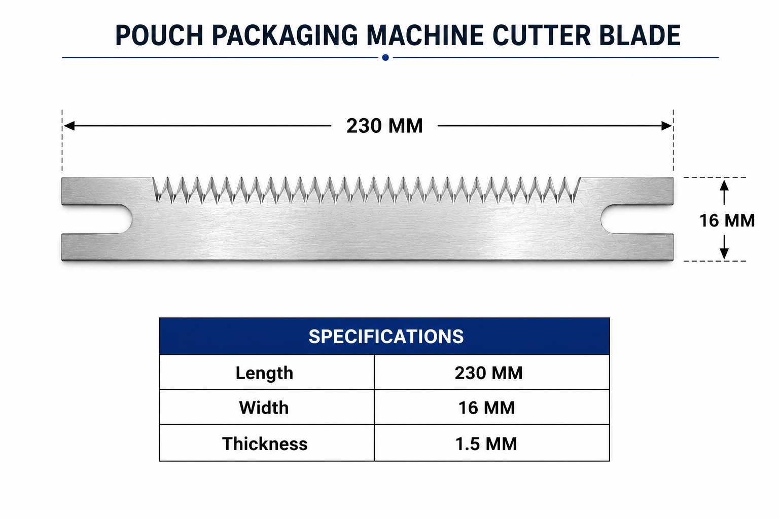Pouch packaging machine Blade (Cutter) 230 mm.