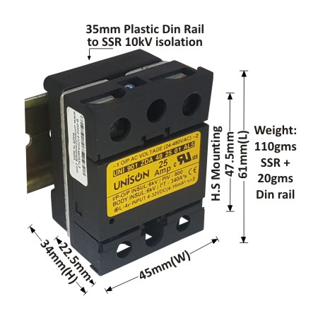 Unison SSR Dc to Ac, 25amp, 901 ZDA 48 25 01 AL5,