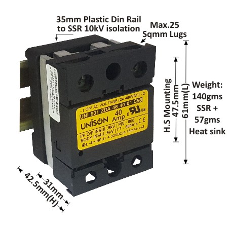 Unison SSR Dc to Ac, 40amp, 901 ZDA 48 40 01 C56,