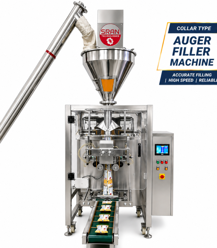 Automatic collar type packaging machine with volumetric Auger  filler